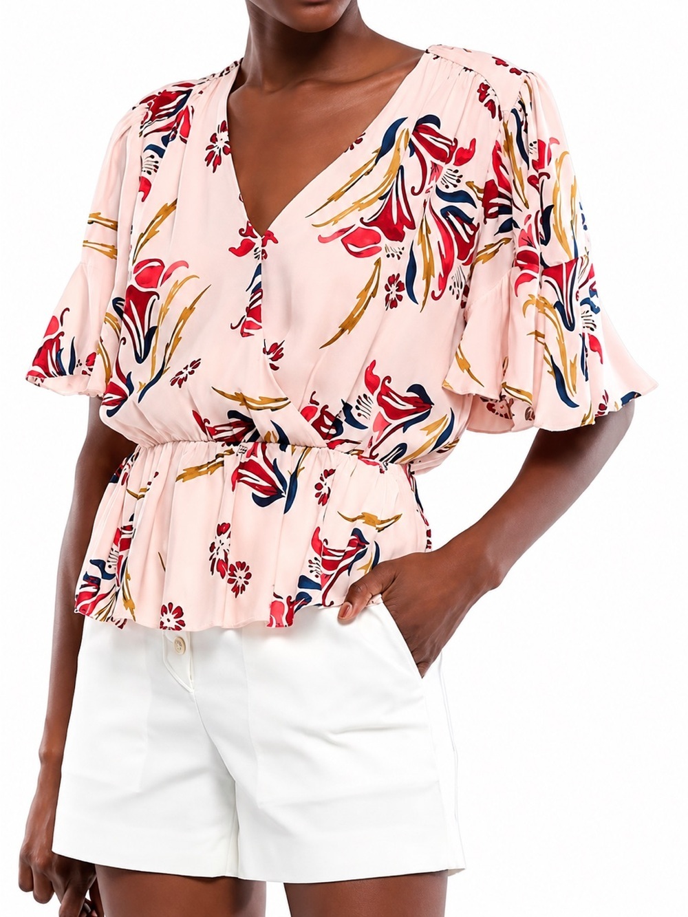 Joie Bisma floral silk peplum top, XS